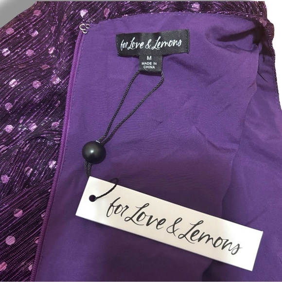 NWT For Love & Lemons Purple Sparkly 80s Inspired La Villette Mini Dress Medium - Picture 11 of 14